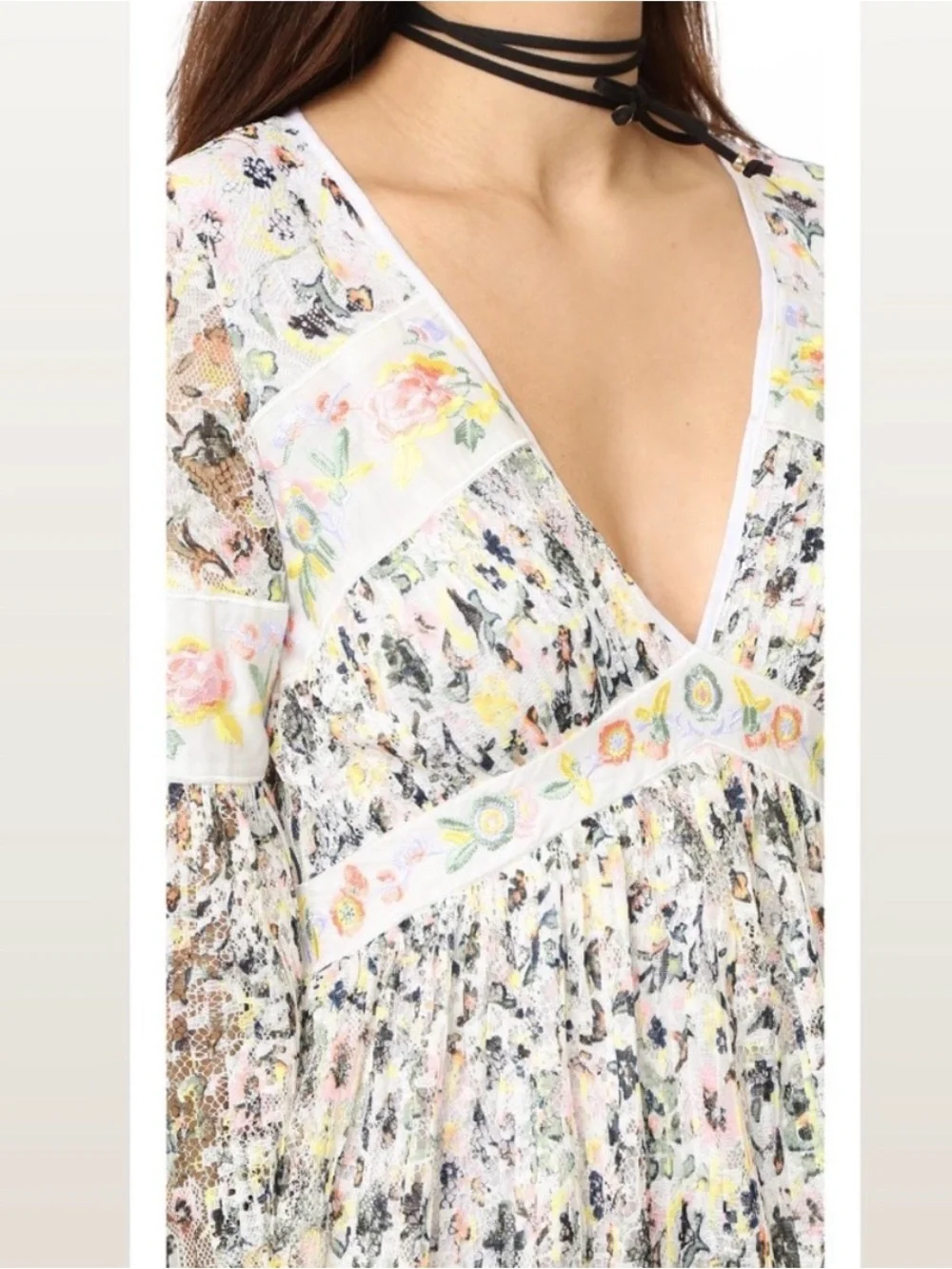 Free People Cherry Blossom Mini Dress in Ivory Multi -‎ size 6